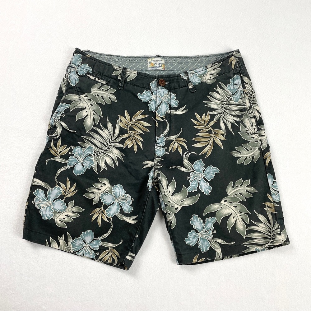 Scotch & Soda Floral Print Men Shorts - Black and Blue